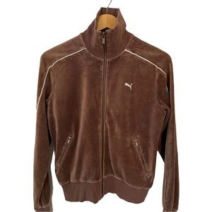 PUMA Vintage Women's Jacket Brown w/ White Felt Graphics, Women's Small